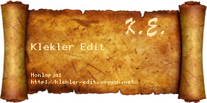 Klekler Edit névjegykártya